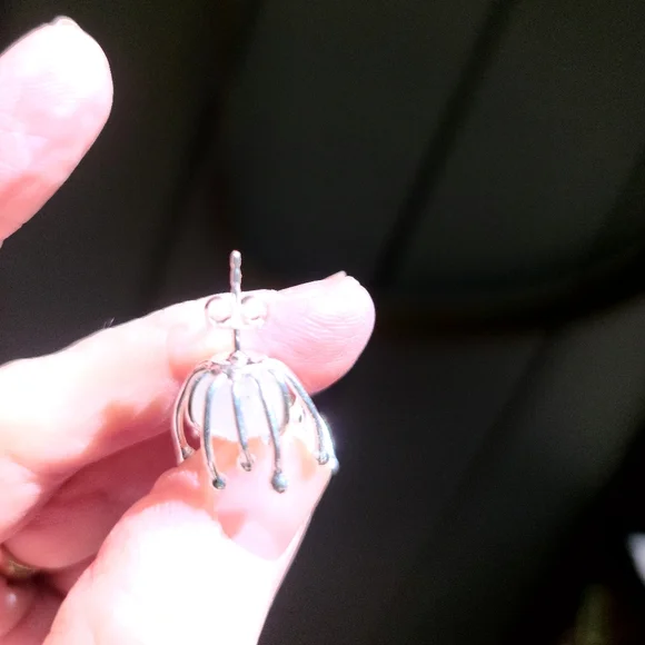 Aquamarine RAW large 6k spike sterling earrings NEW - Picture 3 of 9